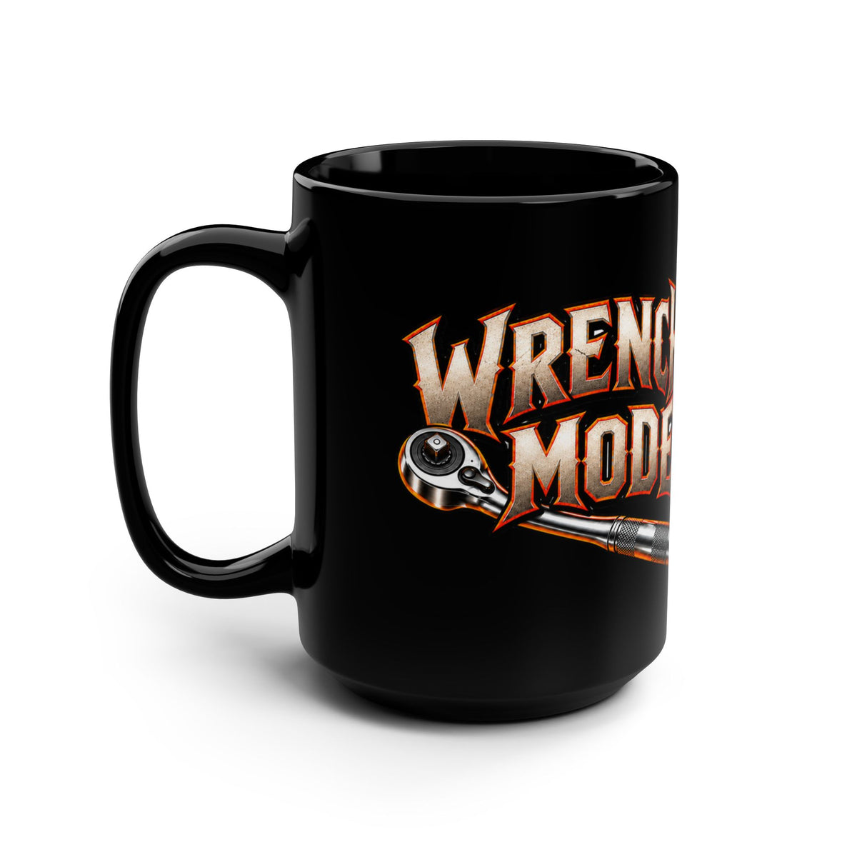 Wrench Mode Black Mug 15oz with Garage Life artwork by Print Gear