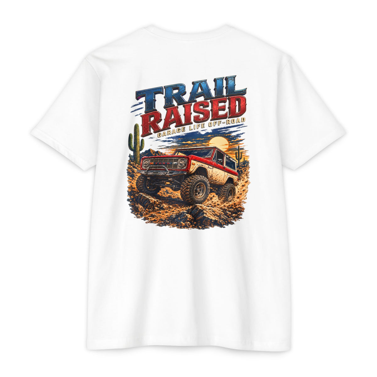 Trail Raised T-Shirt with Garage Life artwork by Print Gear