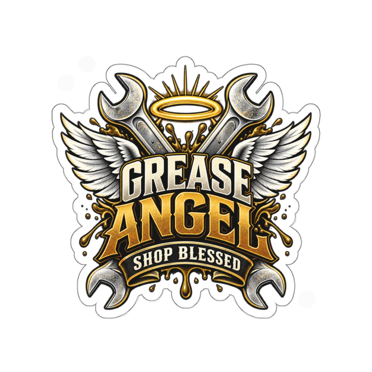 Grease Angel Die-Cut Sticker 2 with Garage Life artwork by Print Gear