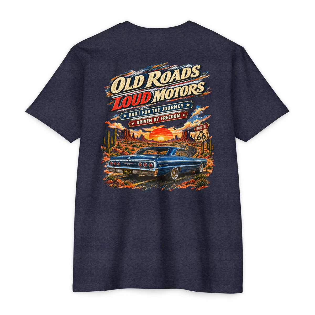 Old Roads Loud Motors T-Shirt with Garage Life artwork by Print Gear