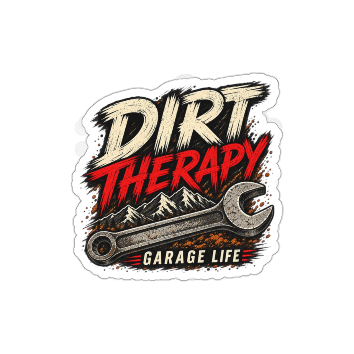Dirt Therapy Die-Cut Sticker 2 with Garage Life artwork by Print Gear