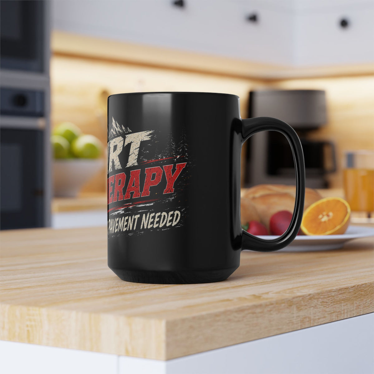 Dirt Therapy Black Mug 15oz with Garage Life artwork by Print Gear