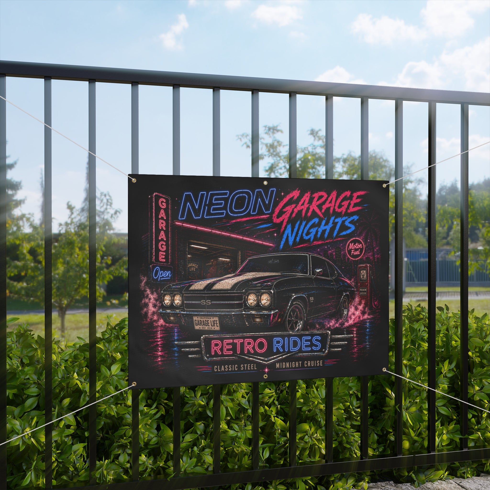 Neon Garage Nights Garage Banner