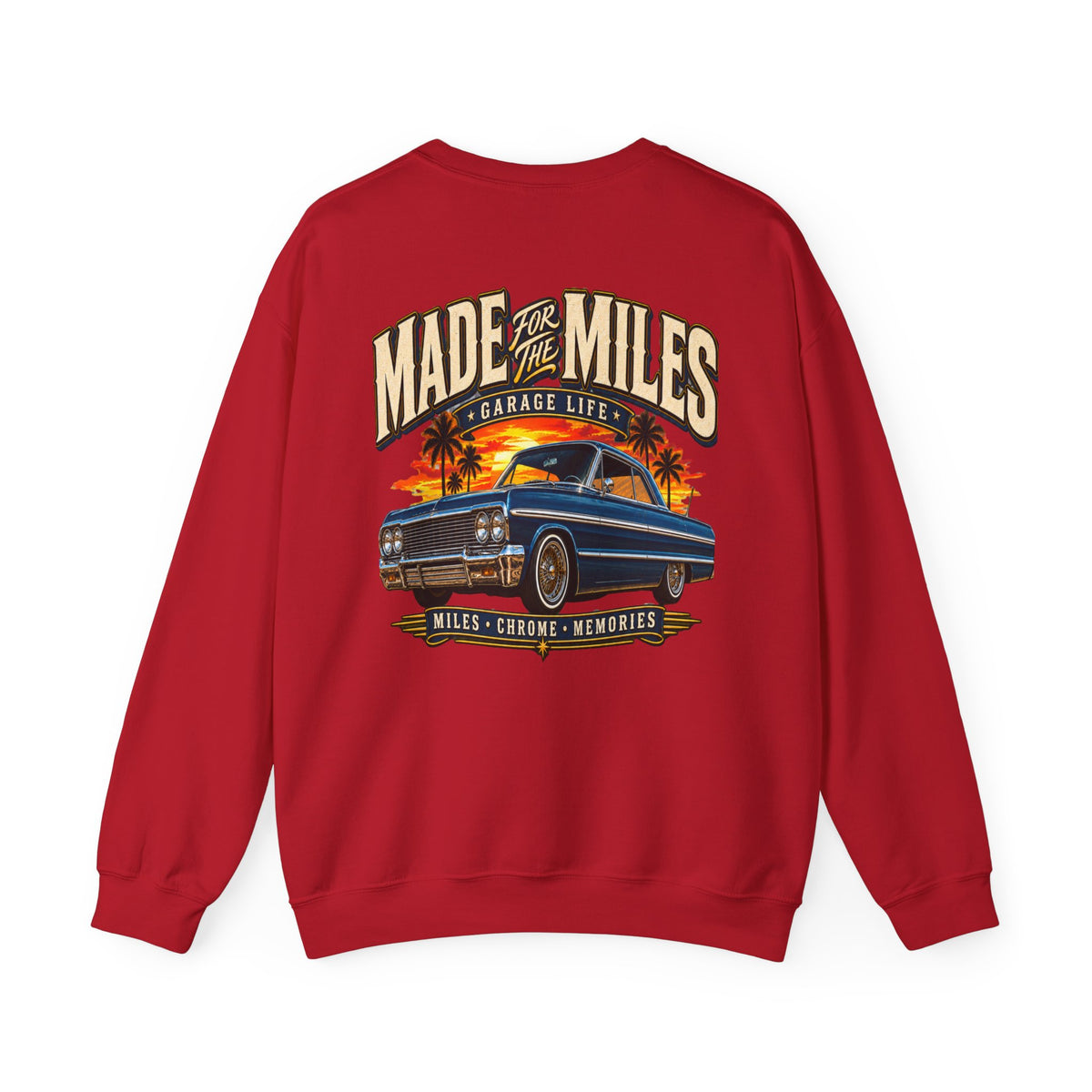 Made For The Miles Crewneck with Garage Life artwork by Print Gear