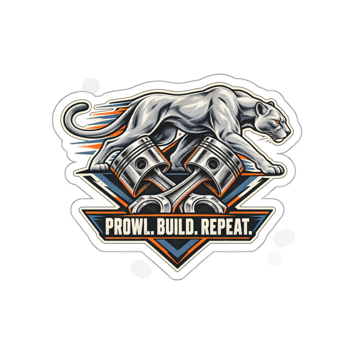 Piston Panther Die-Cut Sticker 3 with Garage Life artwork by Print Gear