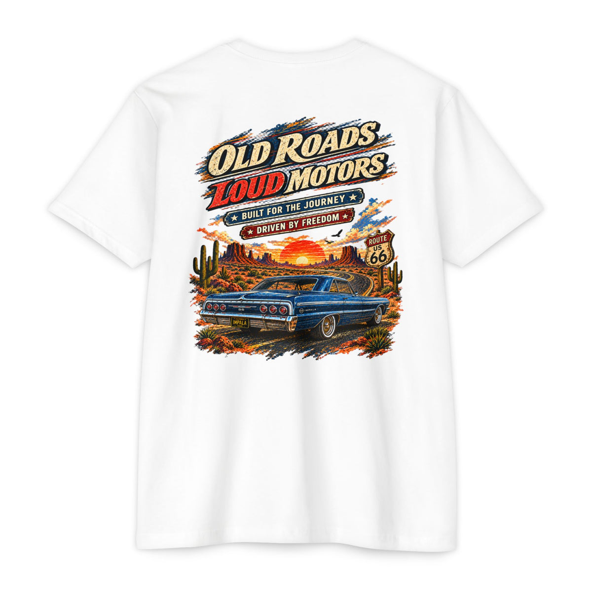 Old Roads Loud Motors T-Shirt with Garage Life artwork by Print Gear