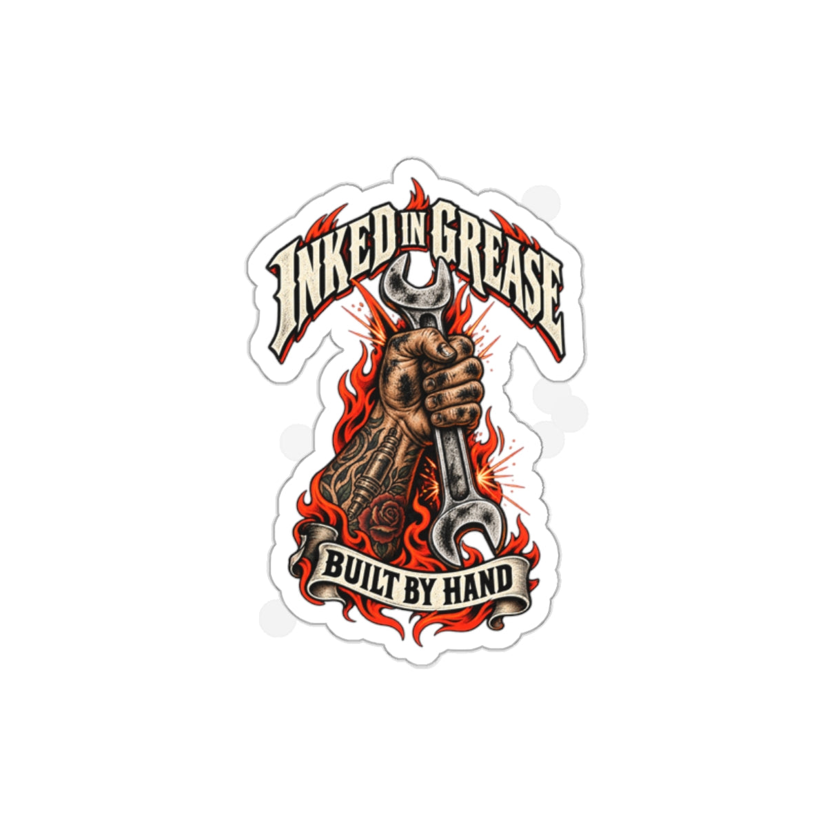 Inked In Grease Die-Cut Sticker 3 with Garage Life artwork by Print Gear