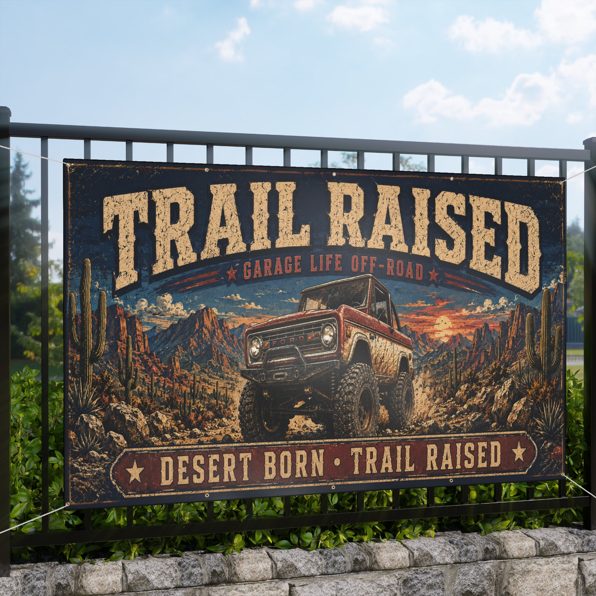 Trail Raised Garage Banner