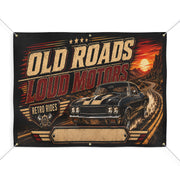Old Roads Loud Motors Custom Garage Banner