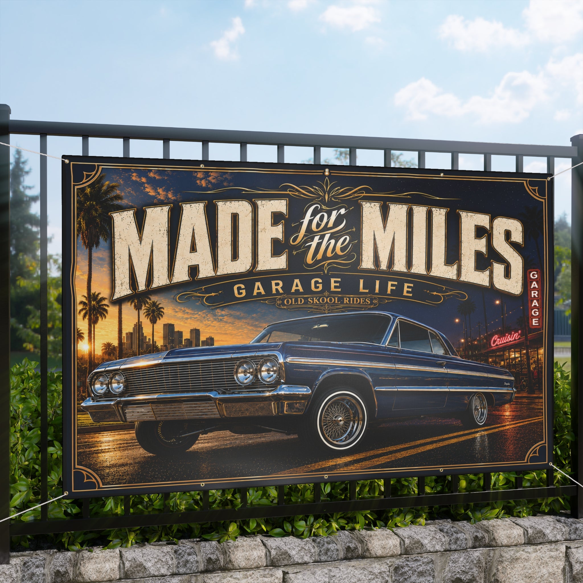 Made for the Miles Blue Garage Banner
