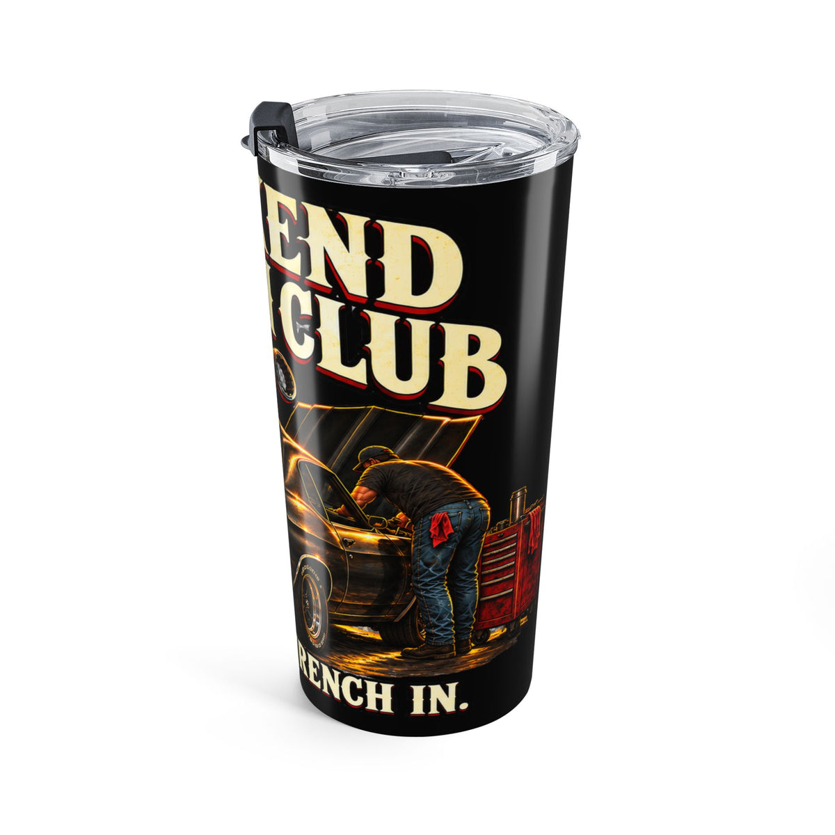 Weekend Wrench Club 20oz Tumbler with Garage Life artwork by Print Gear