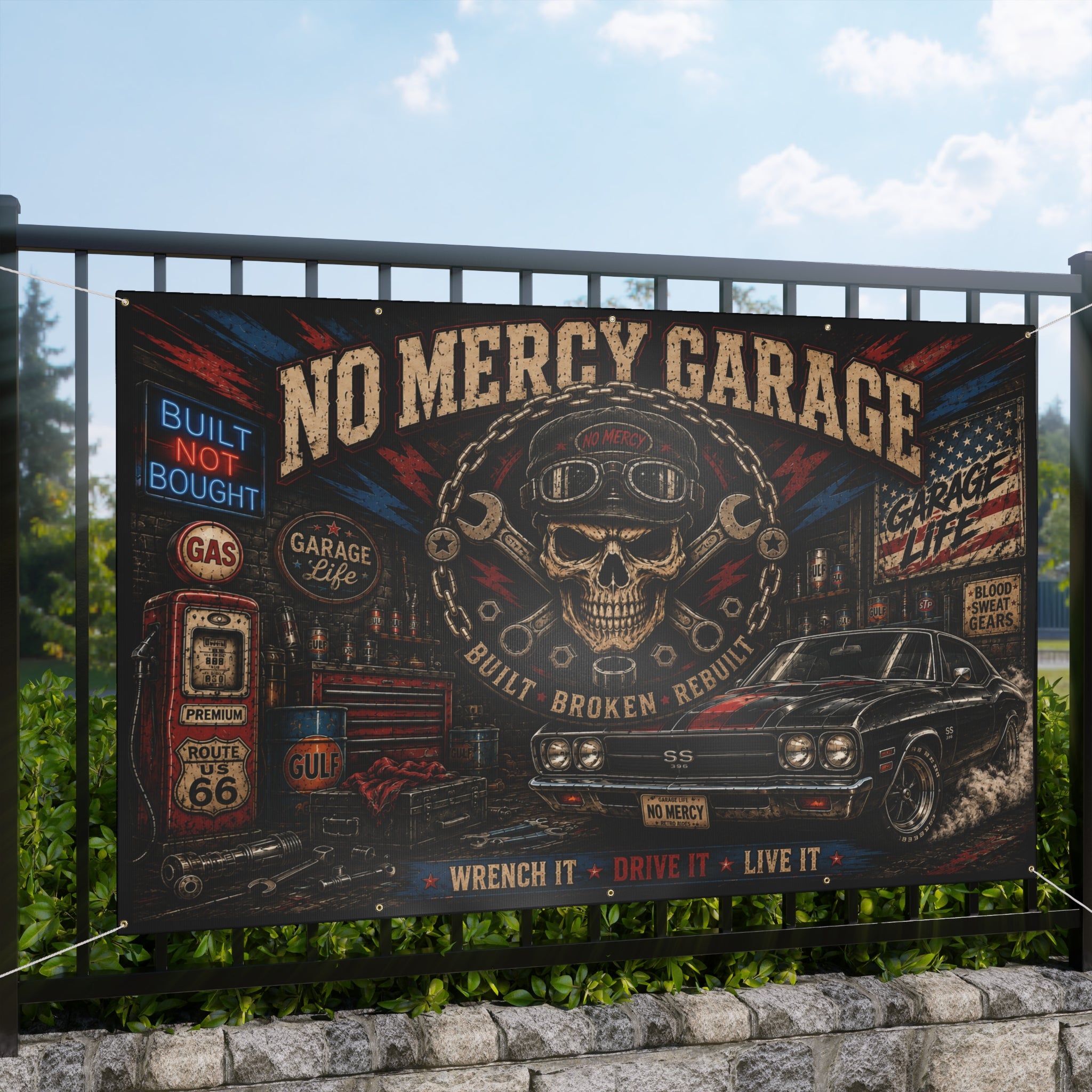 No Mercy Garage Garage Banner