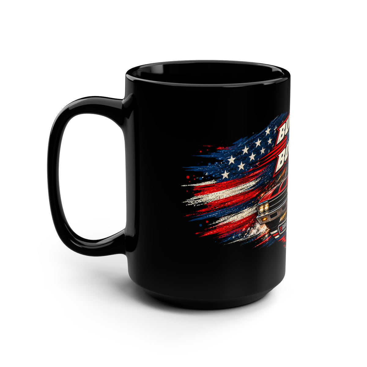 Built Not Bought Black Mug 15oz with Garage Life artwork by Print Gear