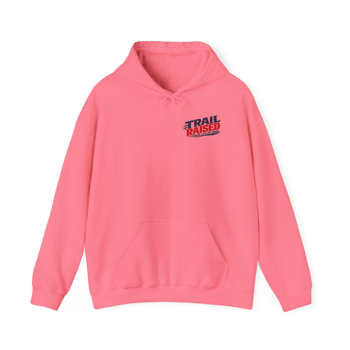 Trail Raised Hoodie with Garage Life artwork by Print Gear