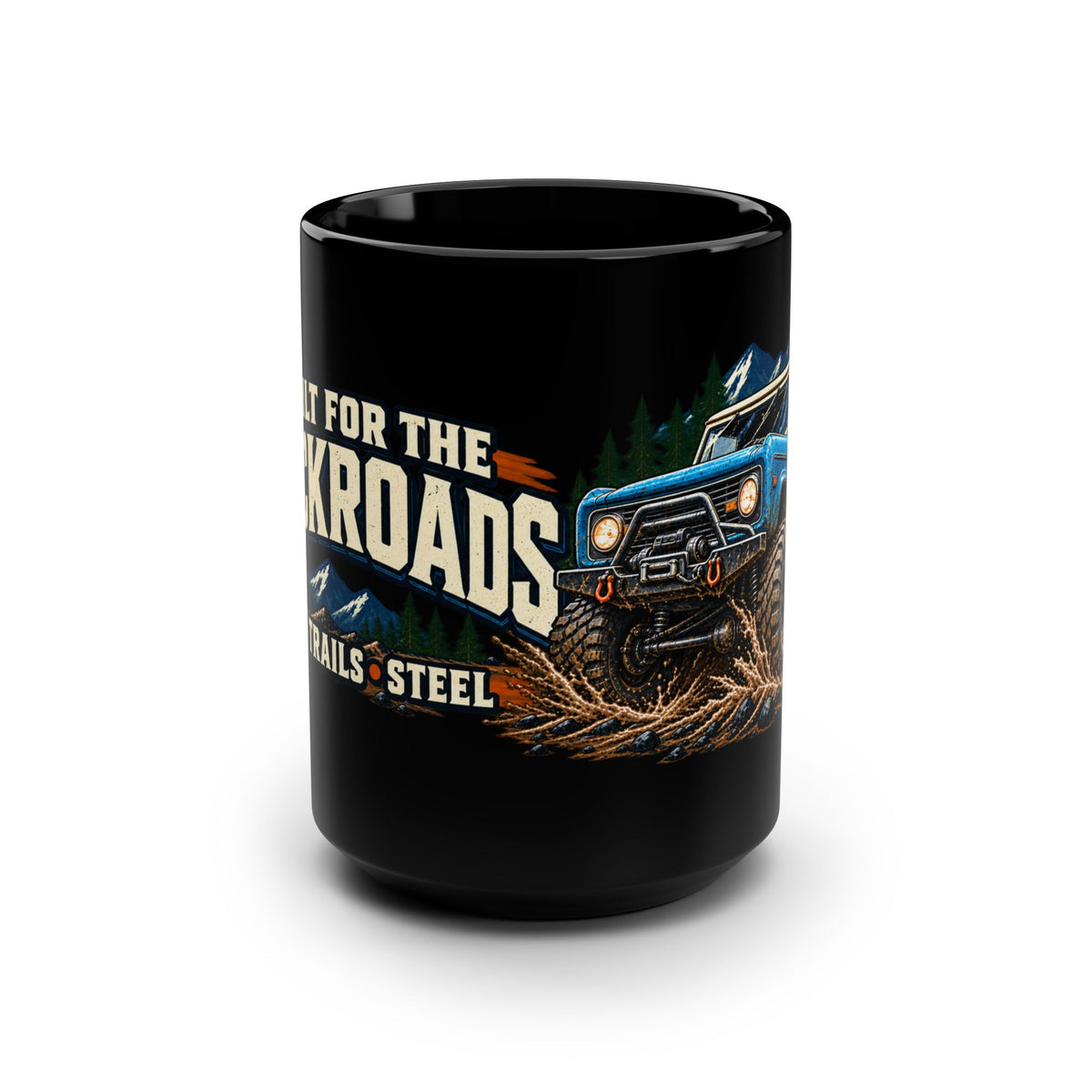Built For The Backroads Black Mug 15oz with Garage Life artwork by Print Gear