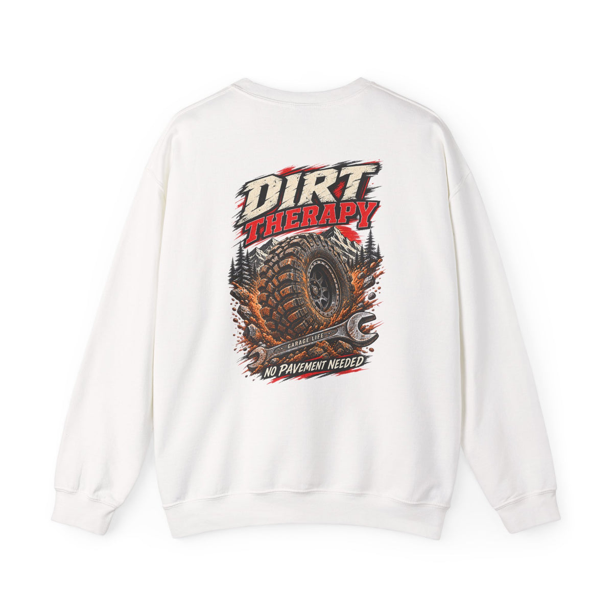 Dirt Therapy Crewneck with Garage Life artwork by Print Gear