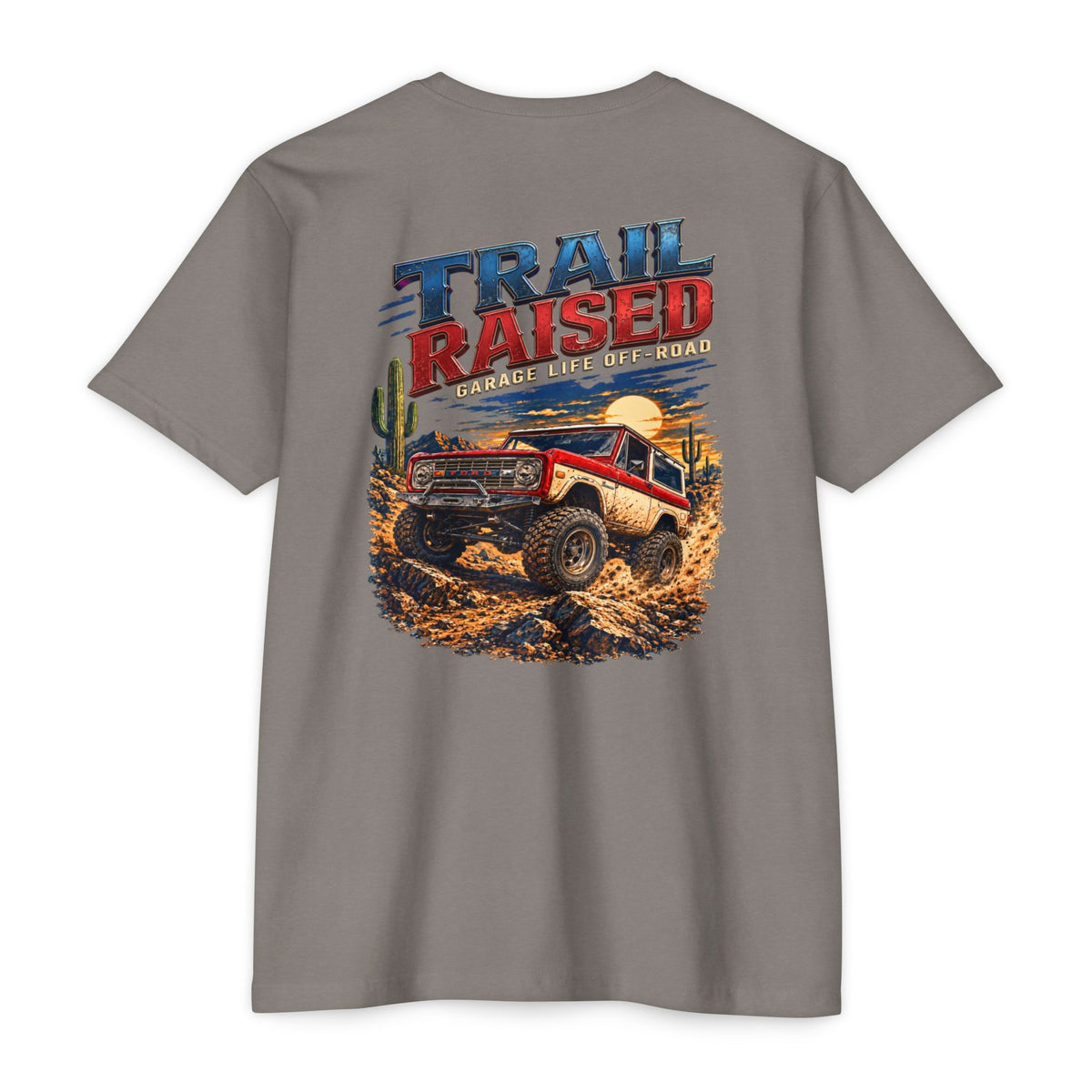 Trail Raised T-Shirt with Garage Life artwork by Print Gear