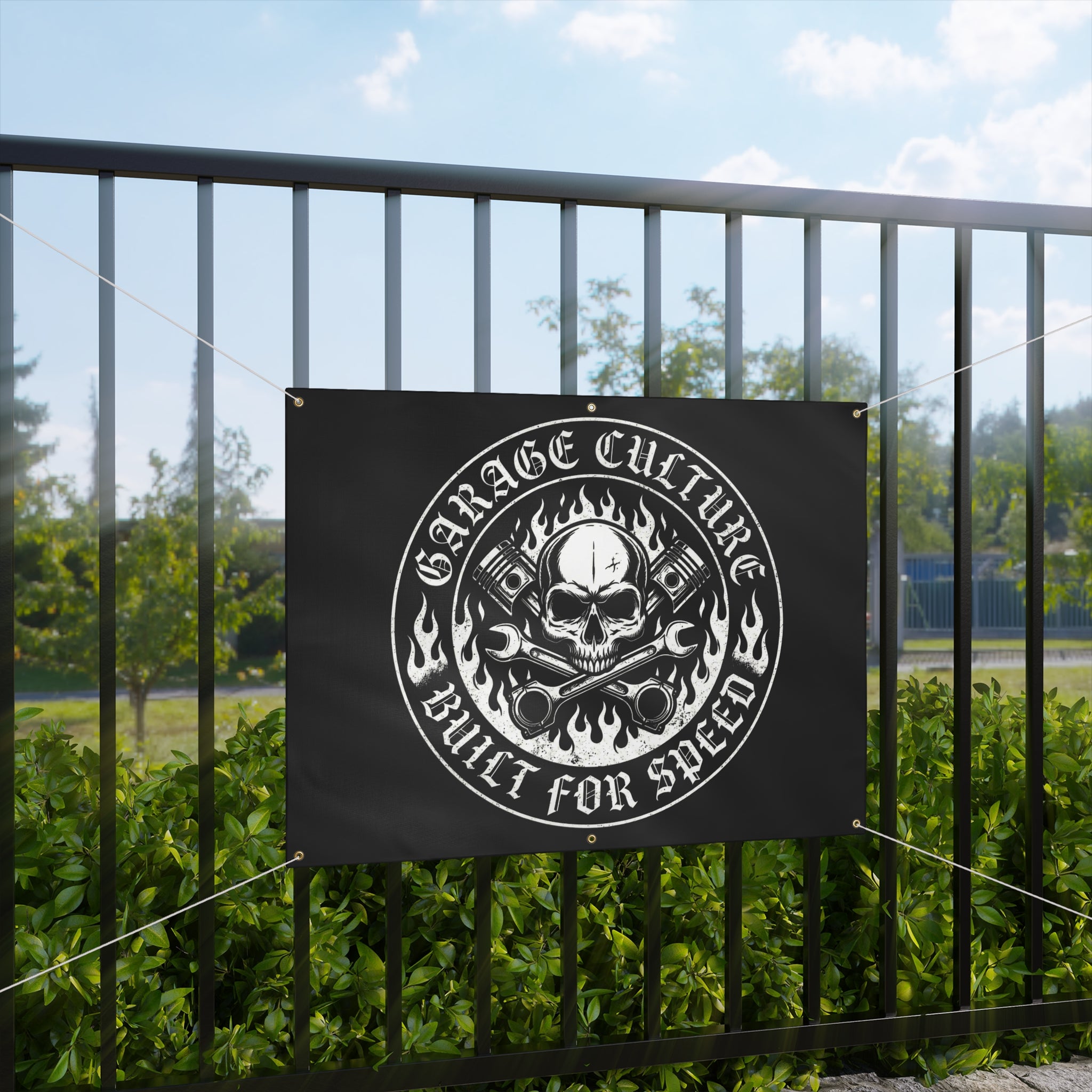 Skull Badge Garage Banner