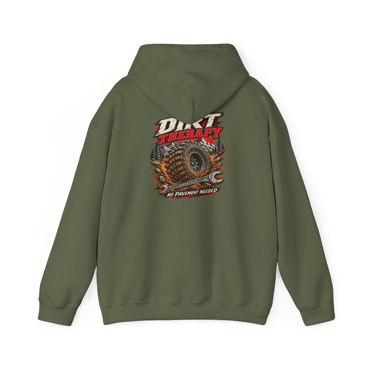 Dirt Therapy Hoodie with Garage Life artwork by Print Gear