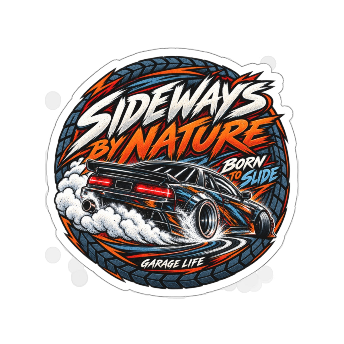 Born To Slide Die-Cut Sticker 2 with Garage Life artwork by Print Gear