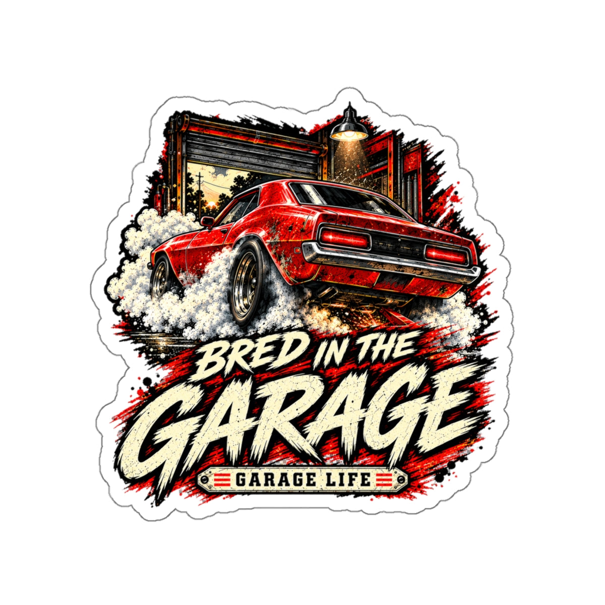 Bred In The Garage Die-Cut Sticker 1
