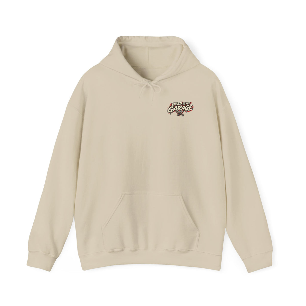 Bred In The Garage Hoodie with Garage Life artwork by Print Gear