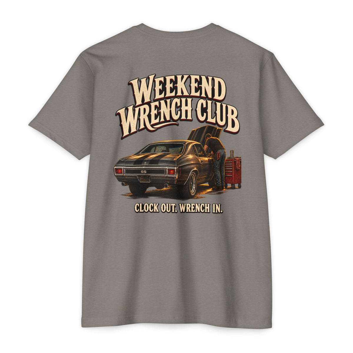 Weekend Wrench Club T-Shirt with Garage Life artwork by Print Gear