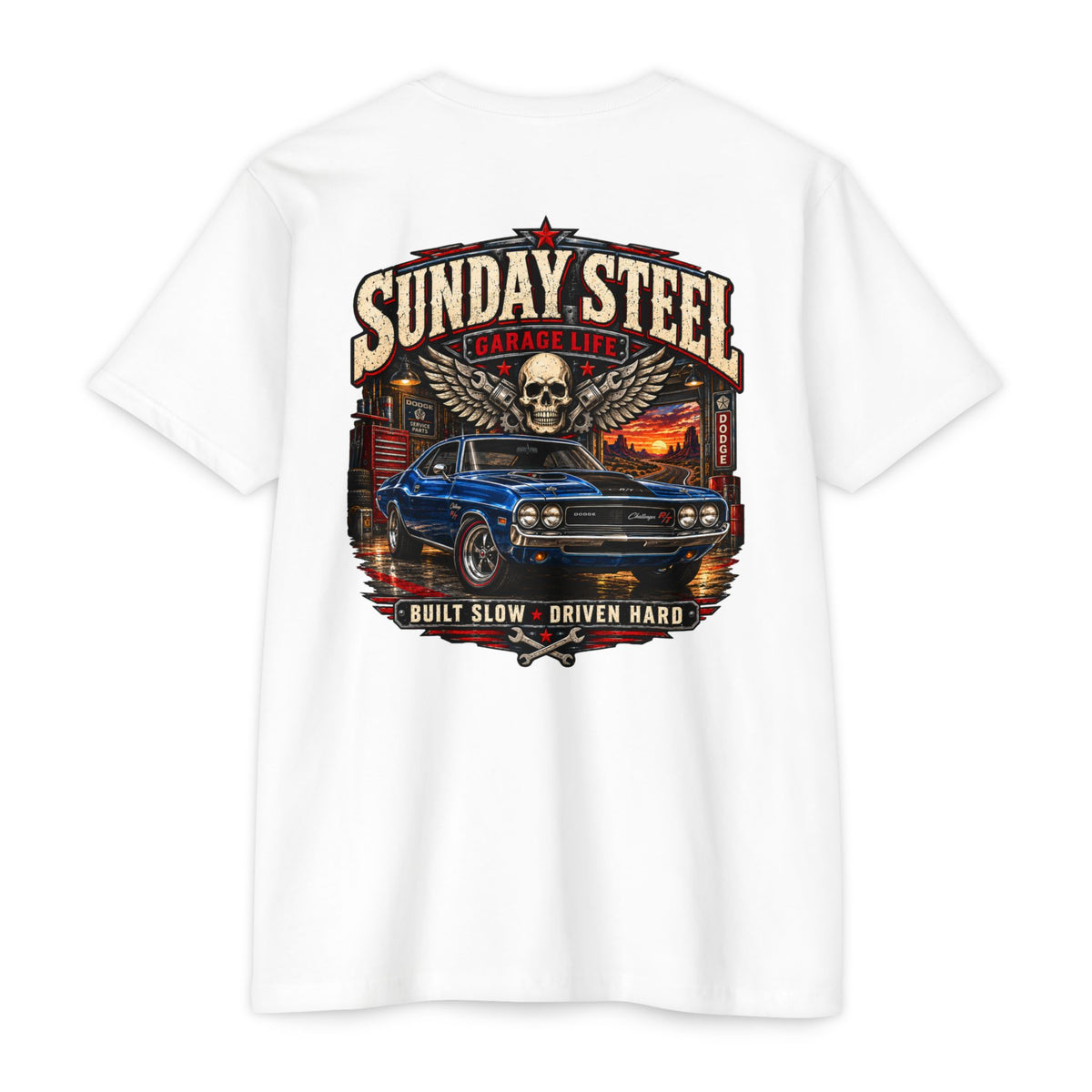 Sunday Steel T-Shirt with Garage Life artwork by Print Gear
