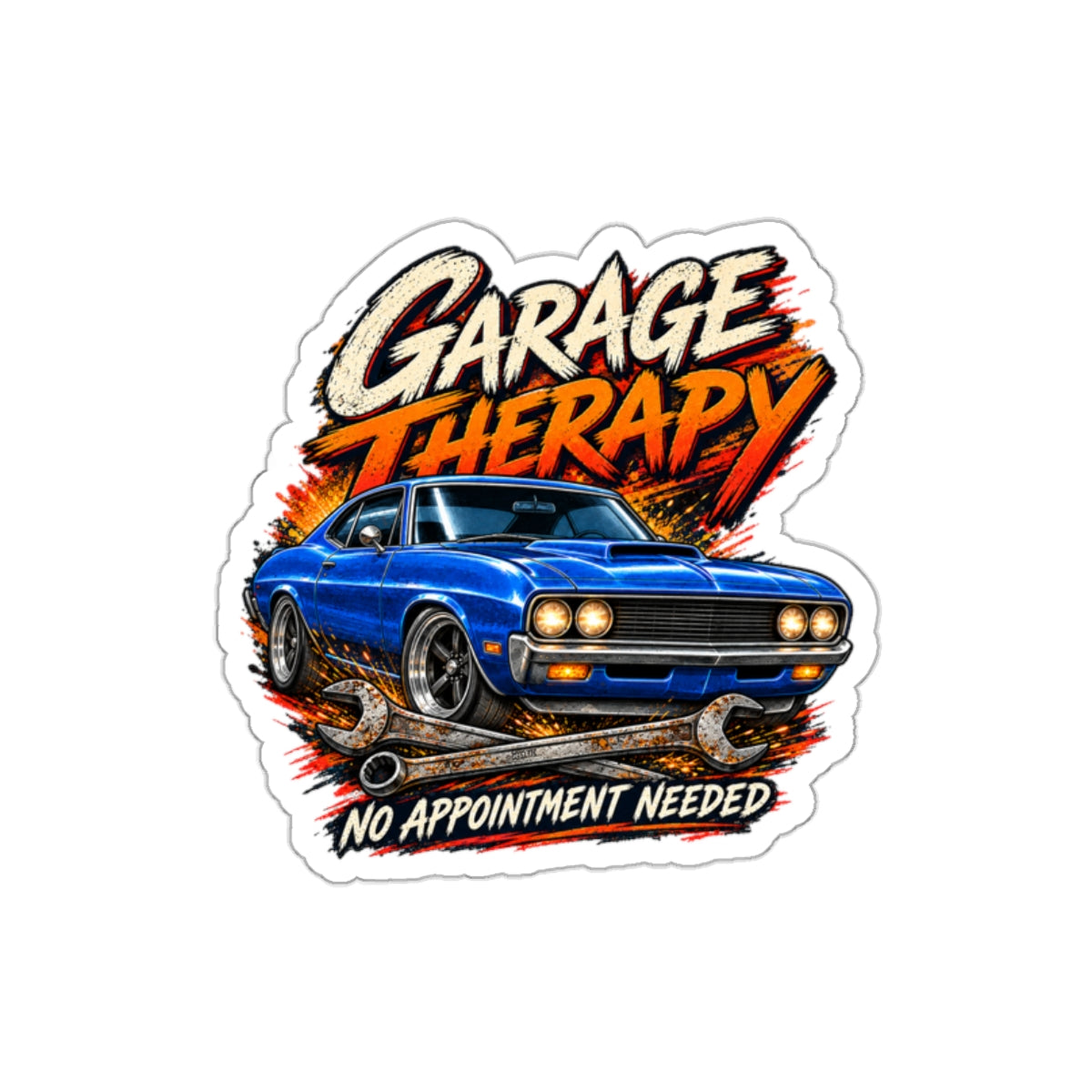 Garage Therapy Die-Cut Sticker 1 with Garage Life artwork by Print Gear