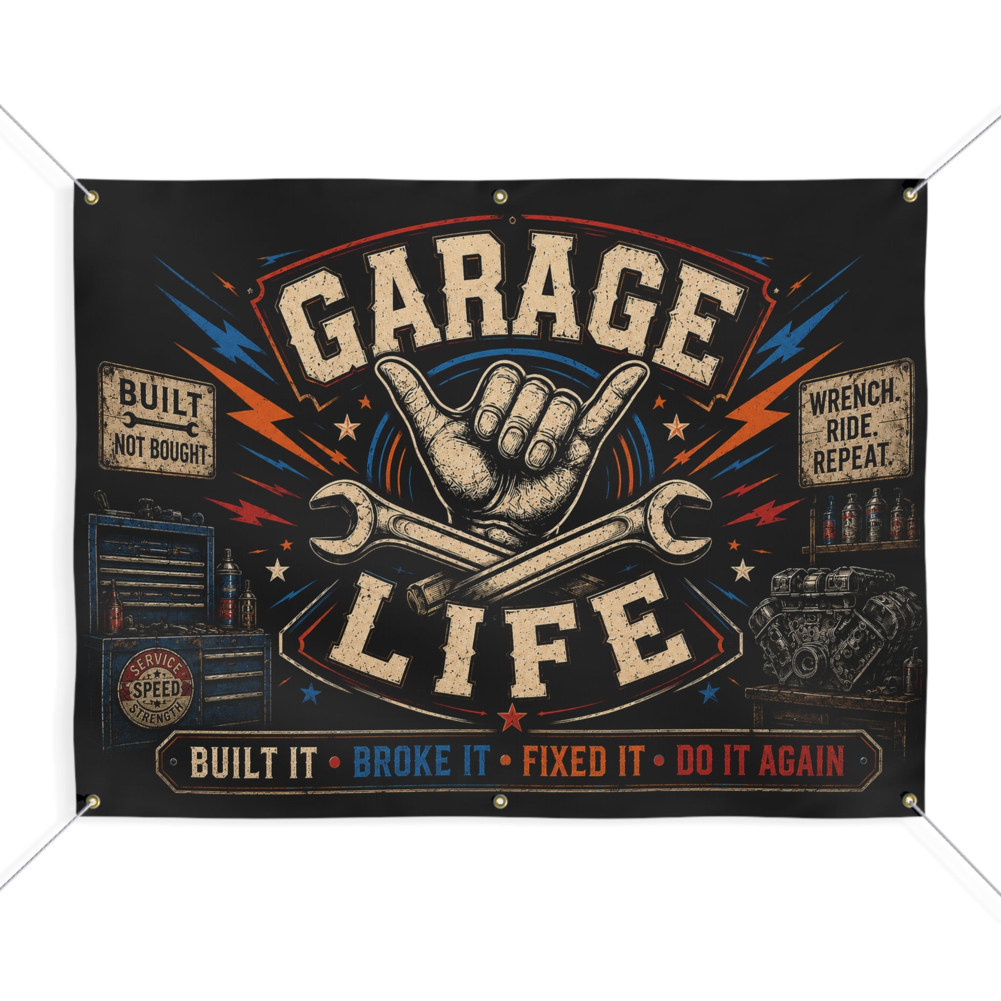 Garage Life Built It Broke It Fixed It Garage Banner