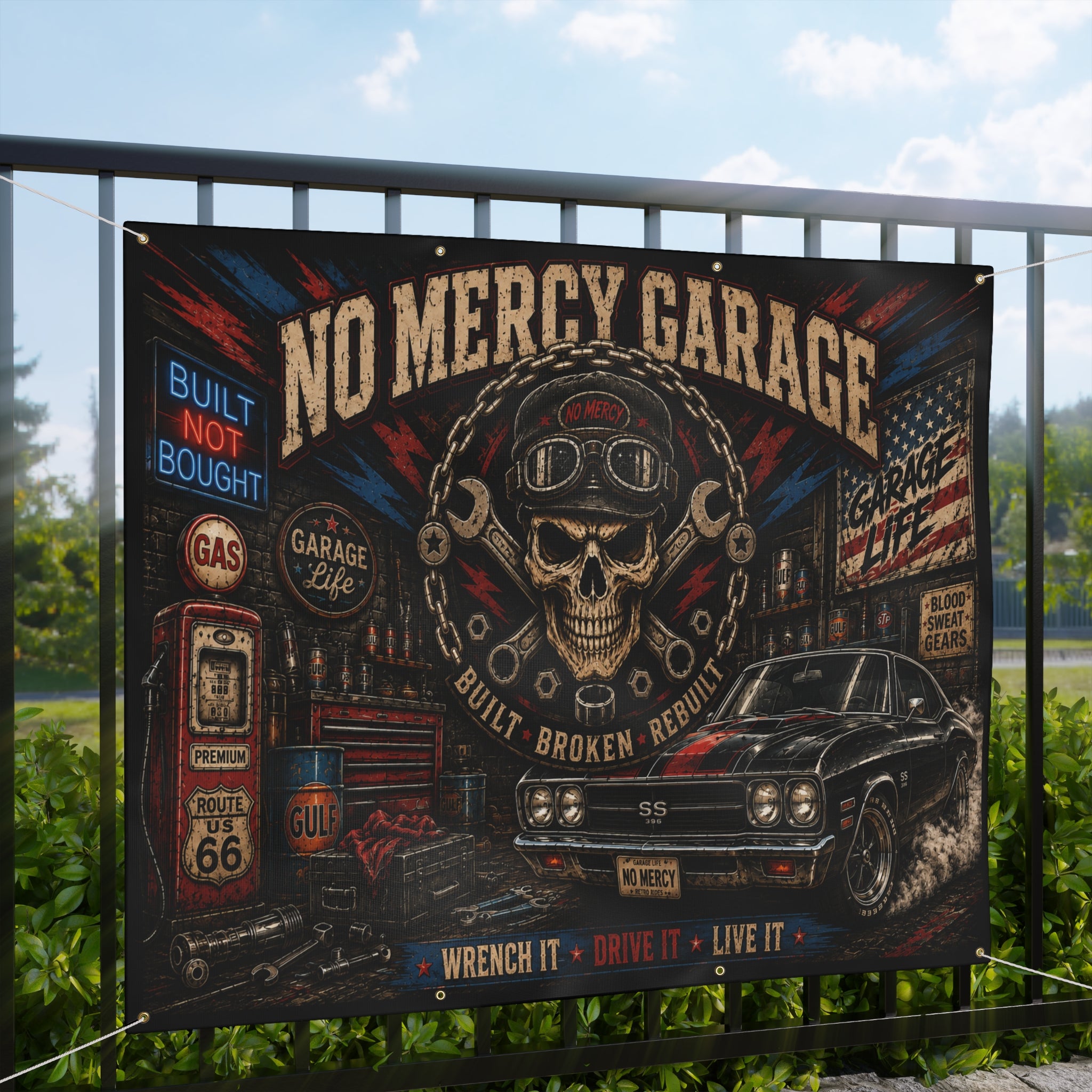 No Mercy Garage Garage Banner