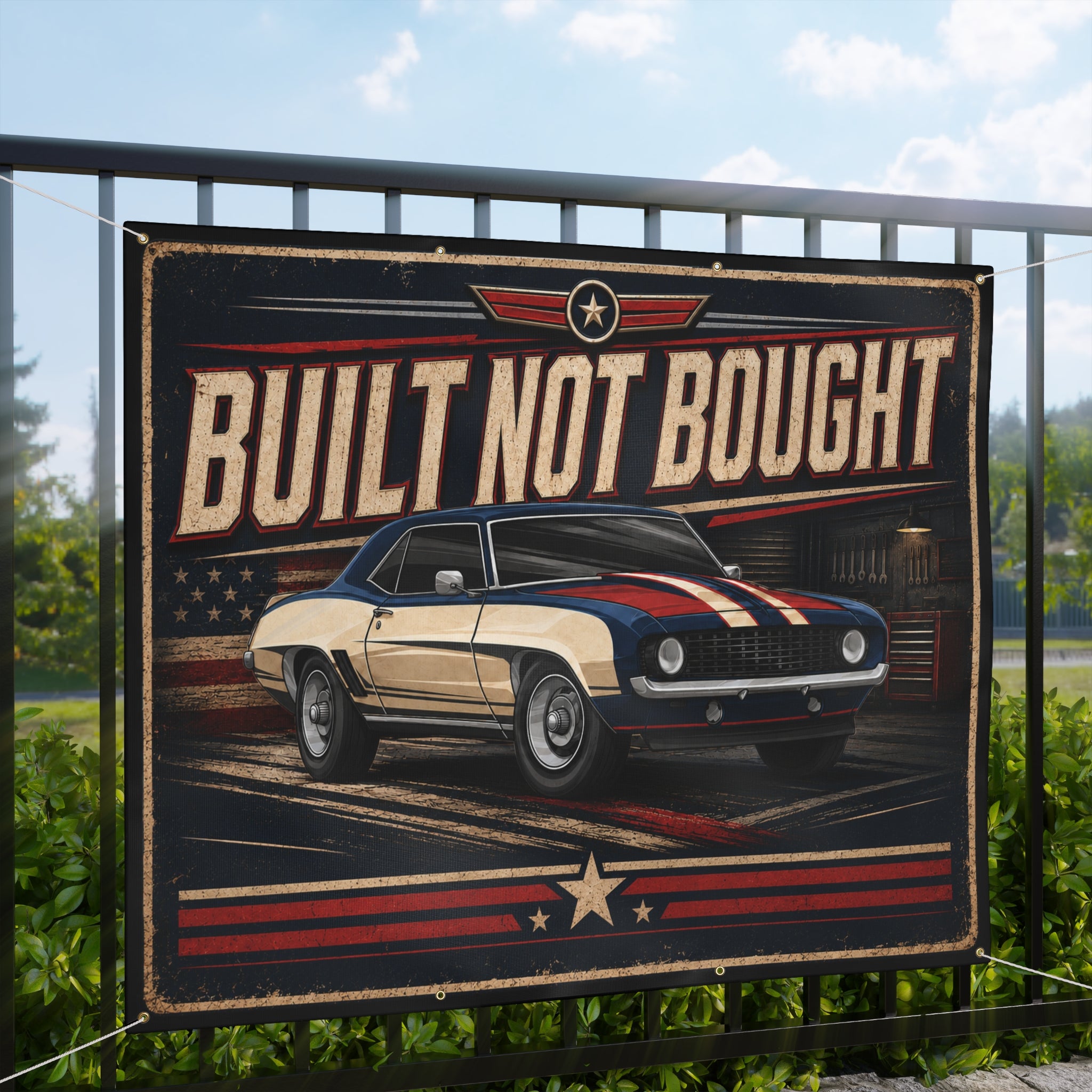 Built Not Bought Garage Banner