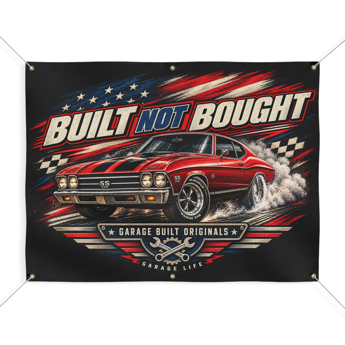 Built Not Bought Garage Banner