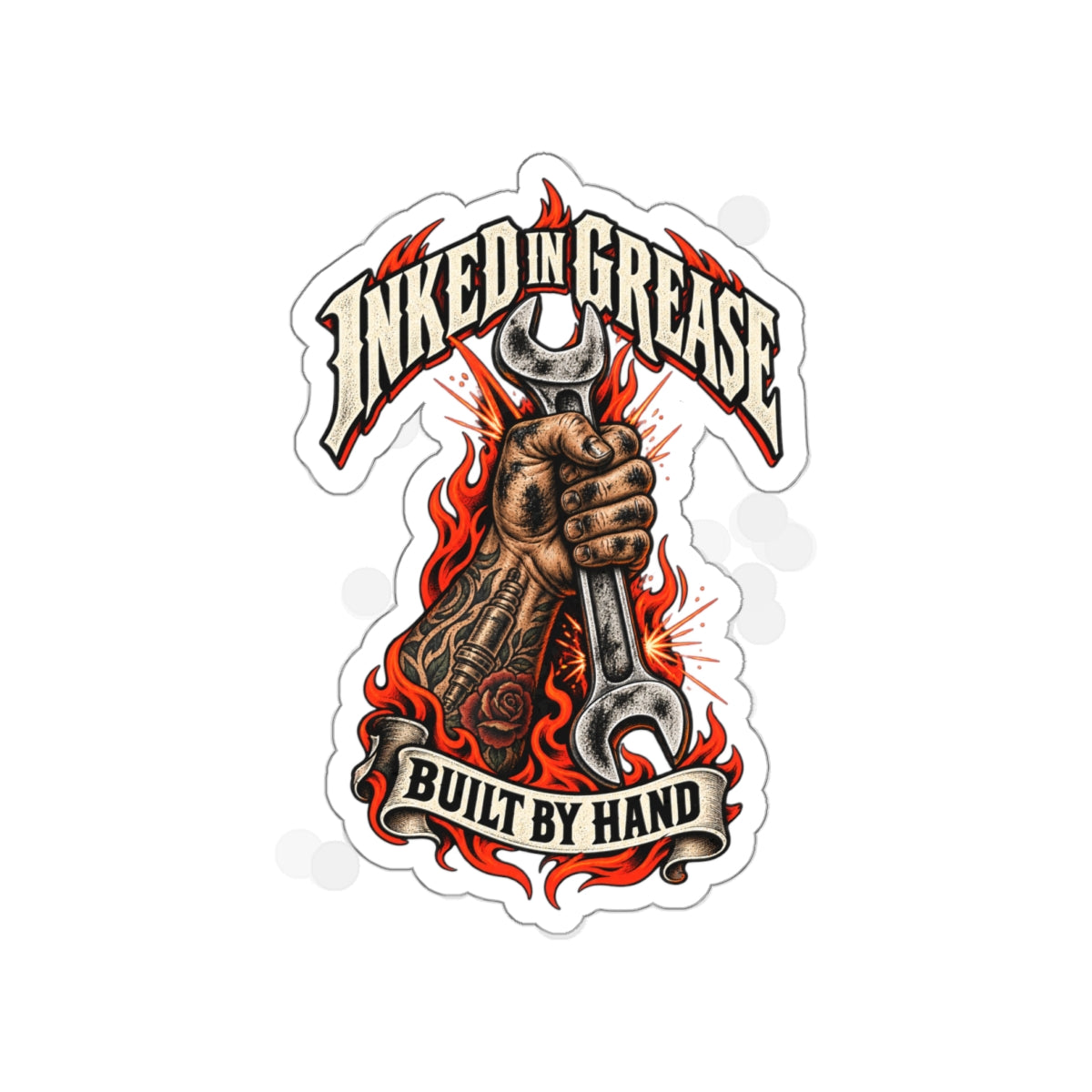 Inked In Grease Die-Cut Sticker 3 with Garage Life artwork by Print Gear