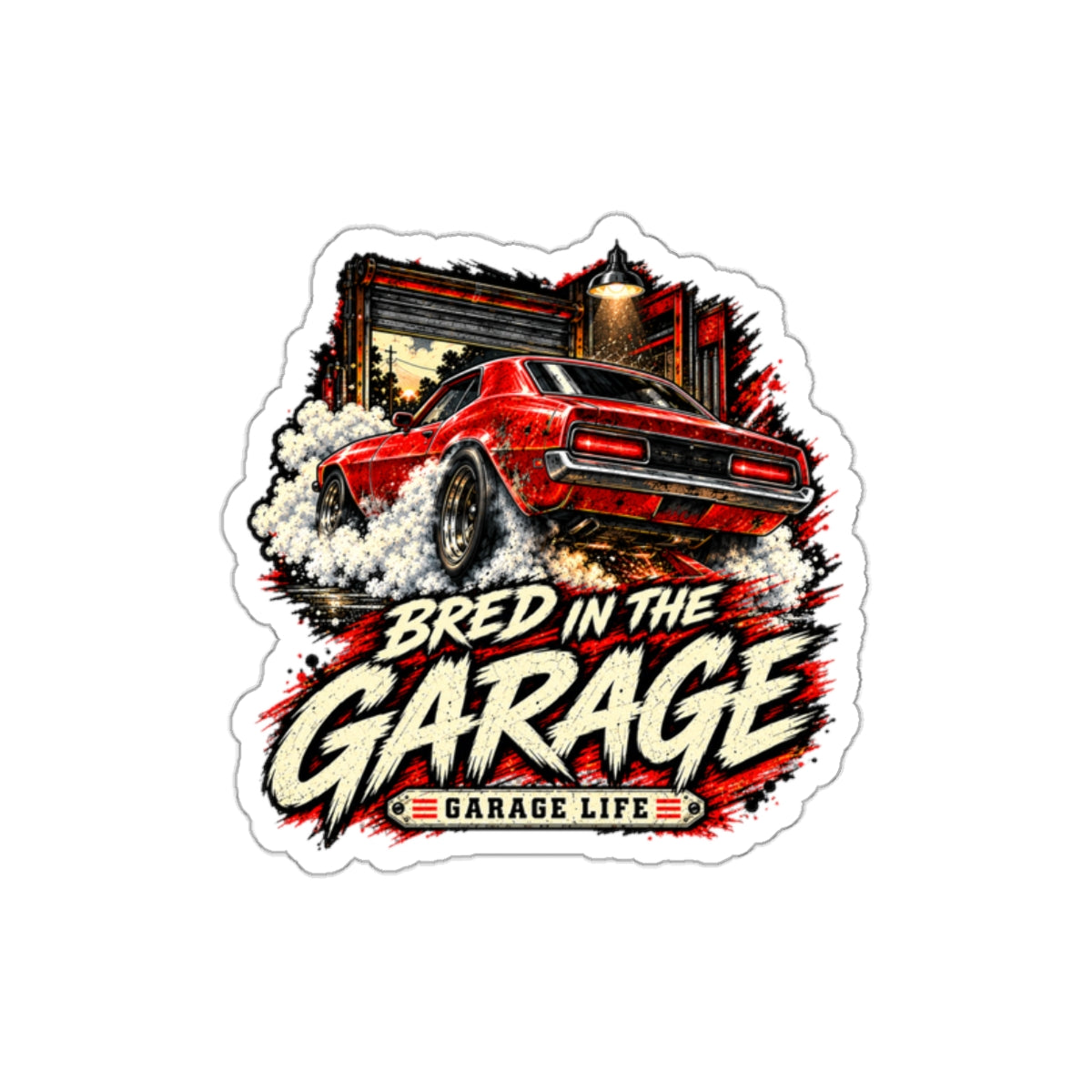 Bred In The Garage Die-Cut Sticker 1