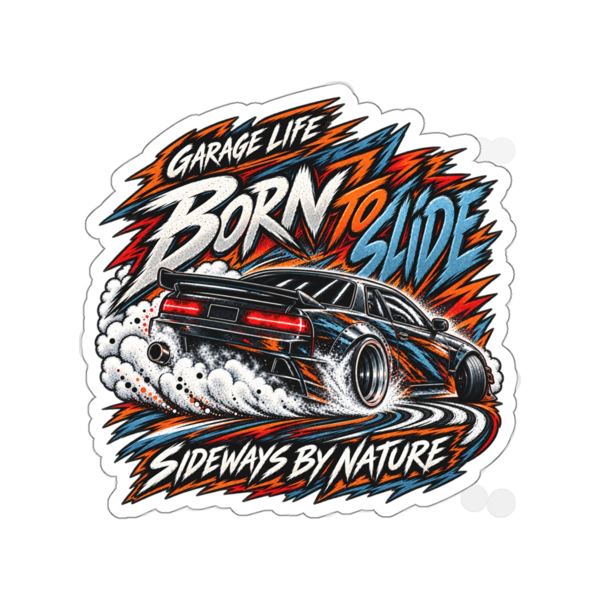 Born To Slide Die-Cut Sticker 1 with Garage Life artwork by Print Gear