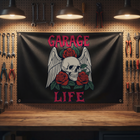 Garage Life Skull & Roses Banner