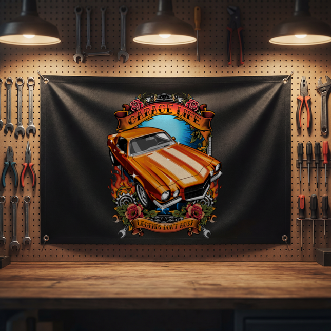 Legends Don’t Rust Garage Banner