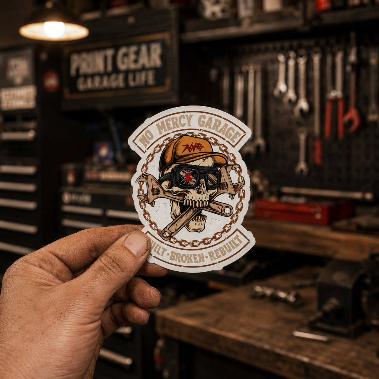 No Mercy Garage Skull Sticker