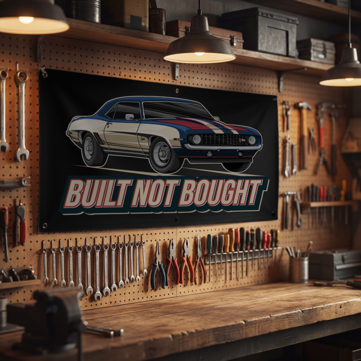 Built Not Bought Garage Banner