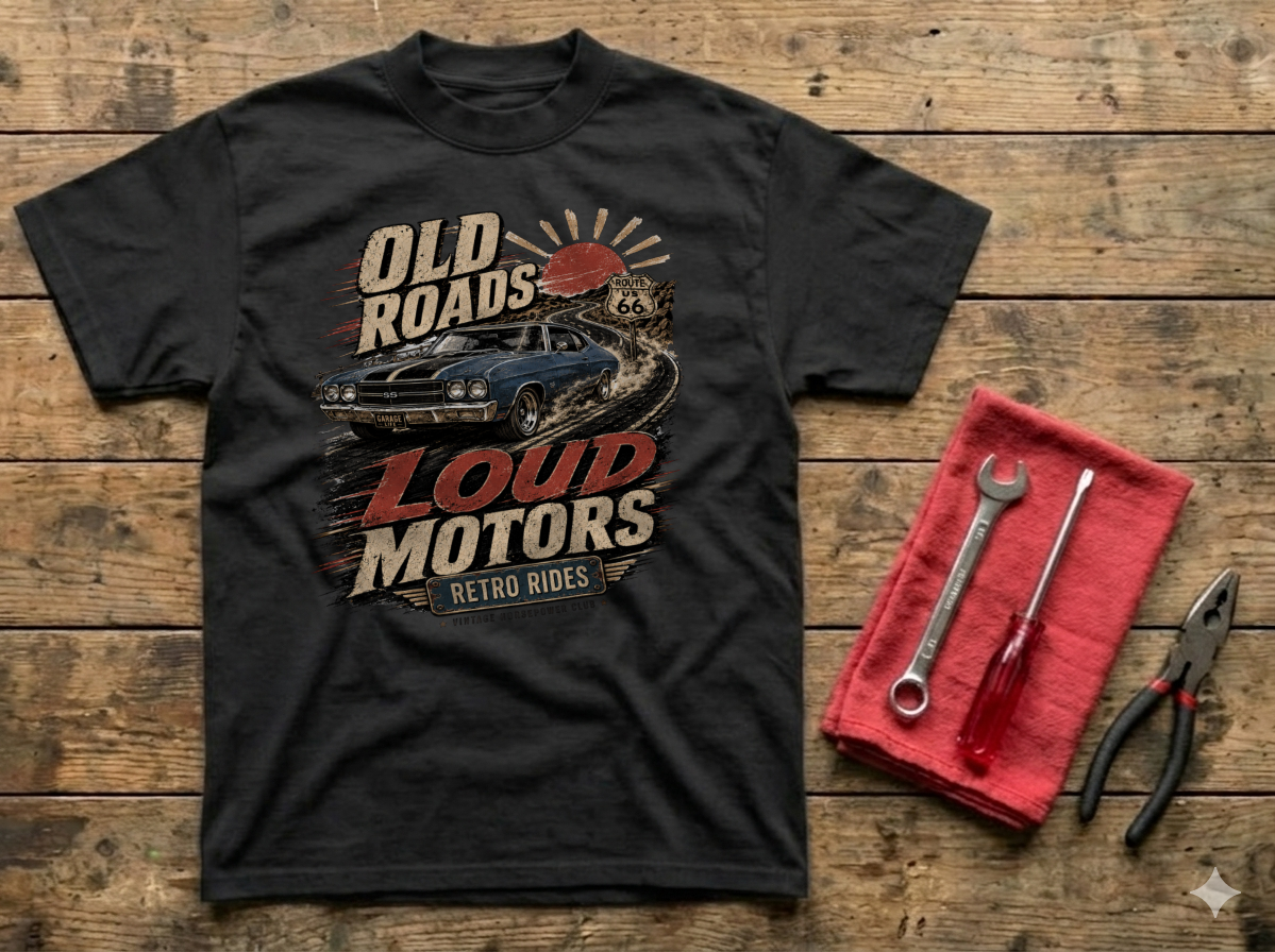 Old Roads Loud Motors Premium Heavyweight T-Shirt