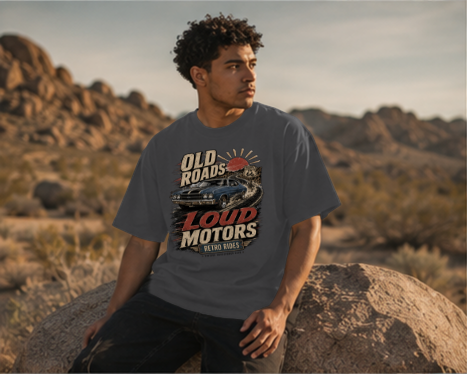 Old Roads Loud Motors Premium Heavyweight T-Shirt