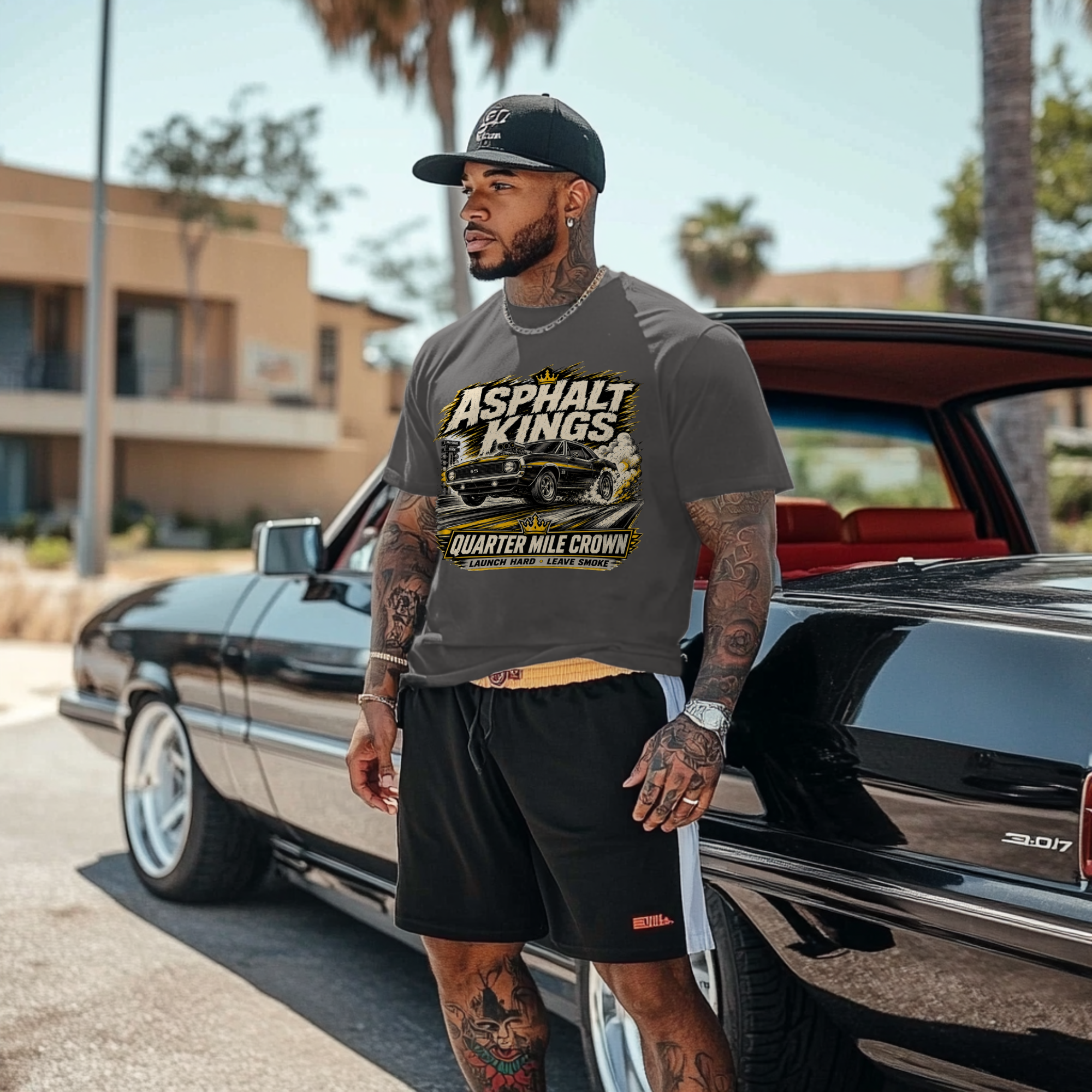 Quarter Mile Crown Premium Heavyweight T-Shirt