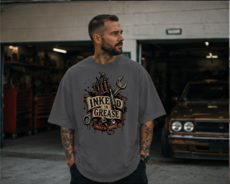 Inked in Grease Premium Heavyweight T-Shirt
