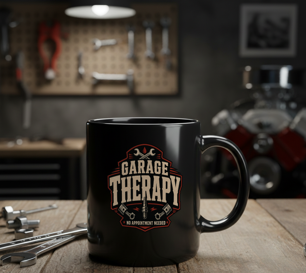 Garage Therapy Black Mug