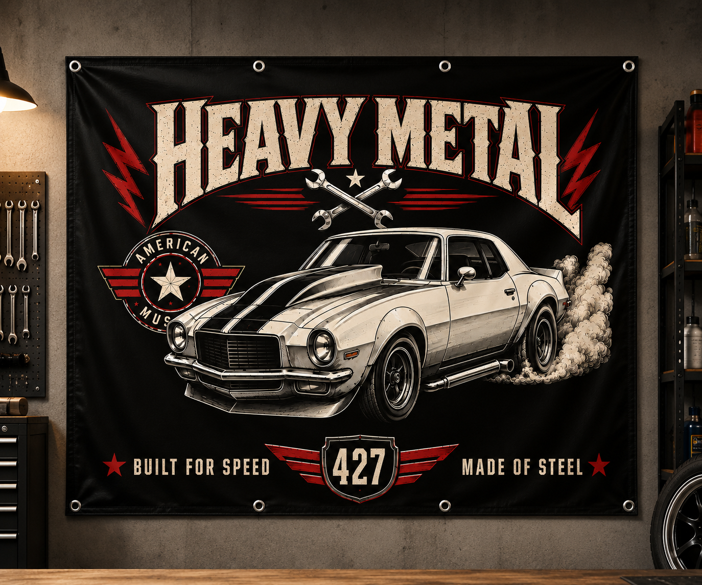 Heavy Metal Garage Banner