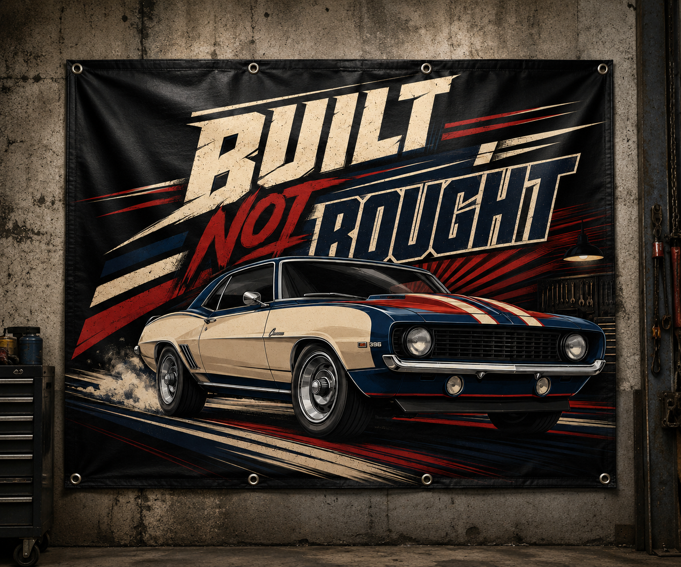Built Not Bought Garage Banner
