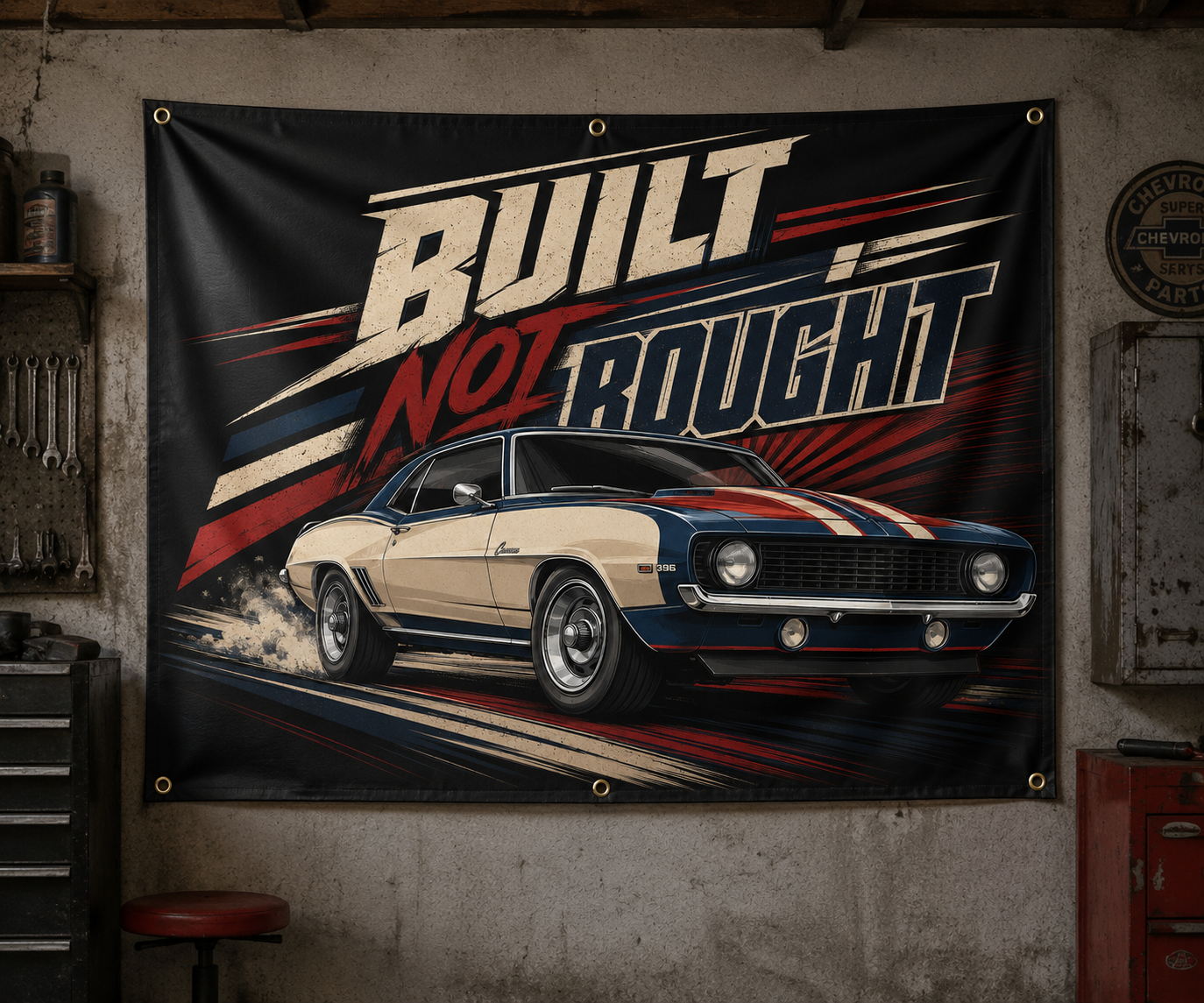 Built Not Bought Garage Banner