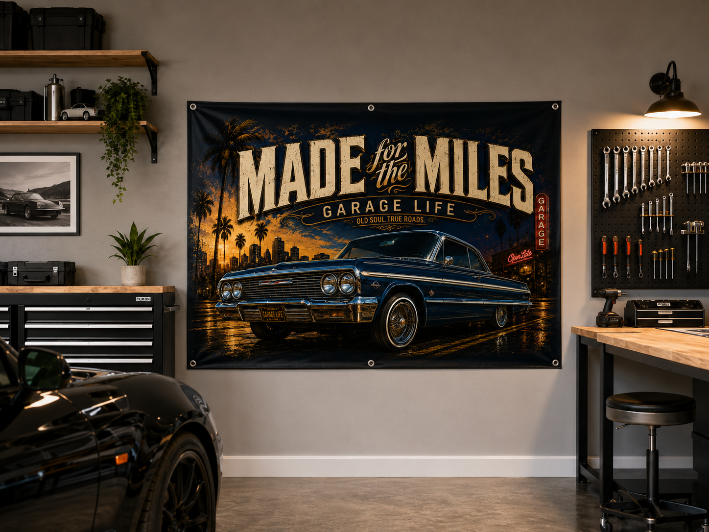 Made for the Miles Blue Garage Banner