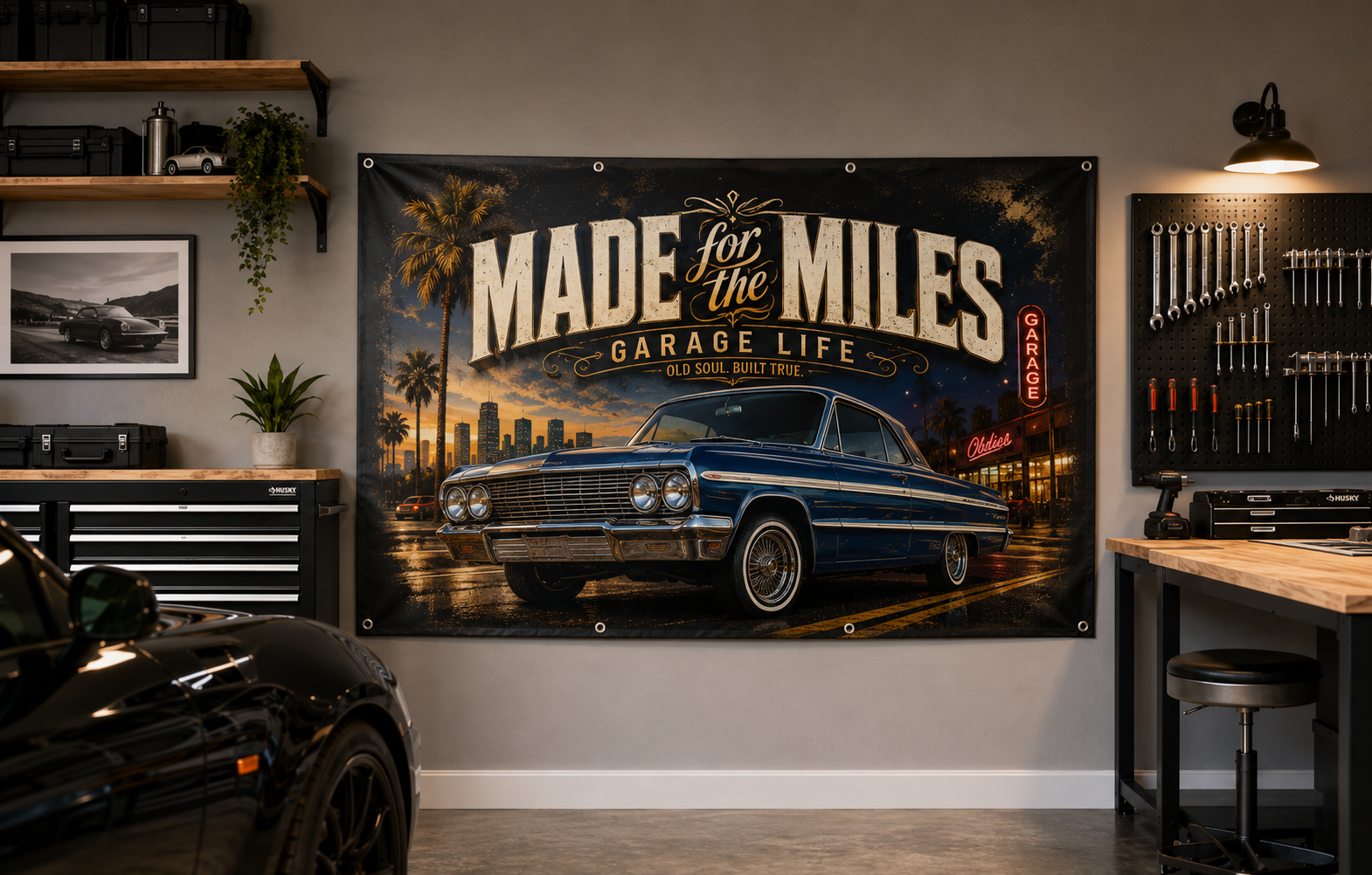 Made for the Miles Blue Garage Banner